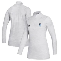 Women's adidas  White Rhode Island Rams Game Mode Performance Quarter-Zip Pullover Top