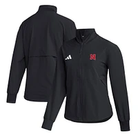 Women's adidas  Black Nebraska Huskers Travel Full-Zip Woven Jacket
