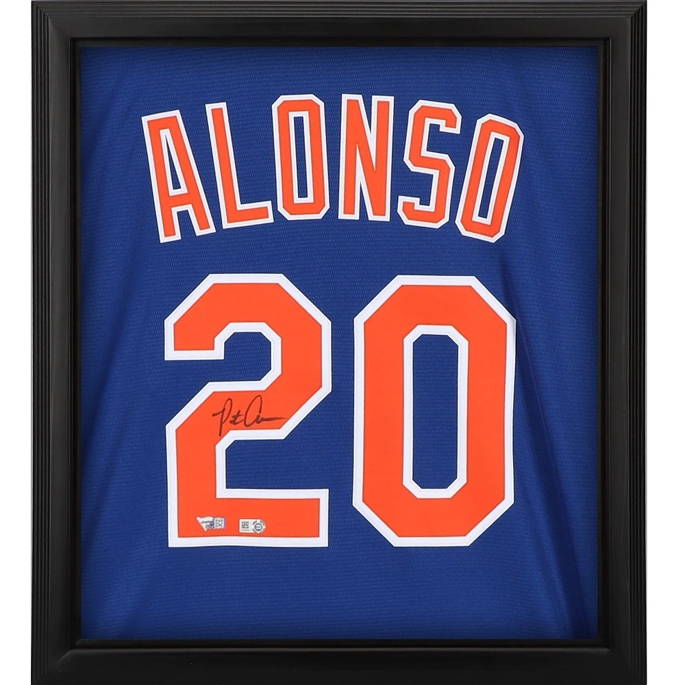 Pete Alonso New York Mets Autographed Framed Blue Nike Replica Jersey Shadowbox