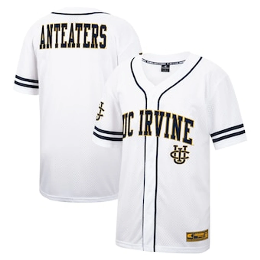 Men's Colosseum White UC Irvine Anteaters Free Spirited Mesh Button-Up Baseball Jersey