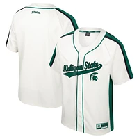 Men's Colosseum Cream Michigan State Spartans Ruth Button-Up Baseball Jersey