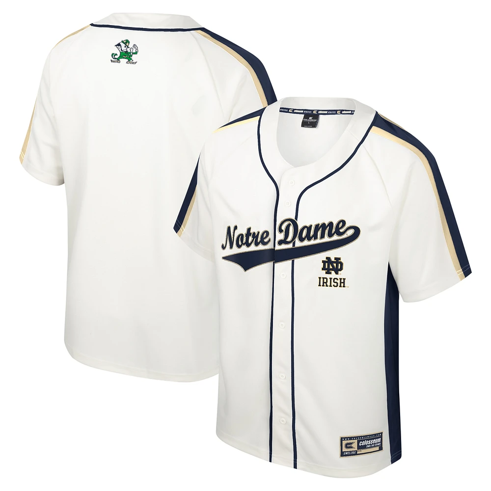 Men's Colosseum Cream Notre Dame Fighting Irish Ruth Button-Up Baseball Jersey