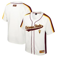Men's Colosseum Cream Arizona State Sun Devils Ruth Button-Up Baseball Jersey