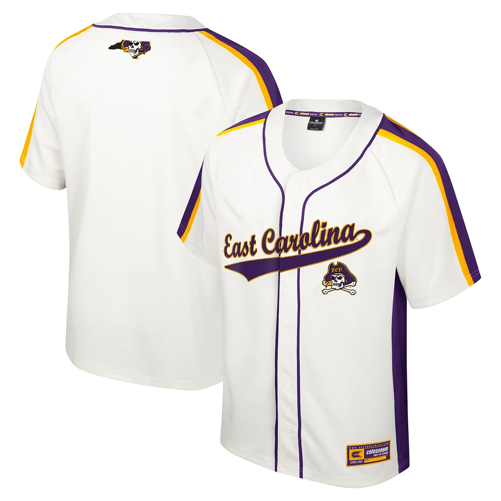 Men's Colosseum Cream ECU Pirates Ruth Button-Up Baseball Jersey