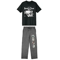 Men's  Black Attack on Titan T-Shirt & Pants Sleepwear Set