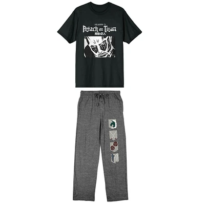 Men's  Black Attack on Titan T-Shirt & Pants Sleepwear Set
