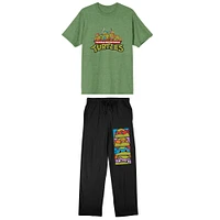 Men's  Green Teenage Mutant Ninja Turtles T-Shirt & Pants Sleepwear Set