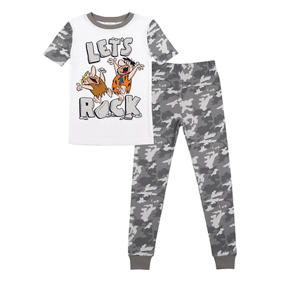 Youth  Camo The Flintstones T-Shirt & Pants Sleepwear Set