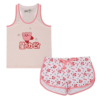 Women's  Pink Kirby Tank Top & Shorts Sleepwear Set