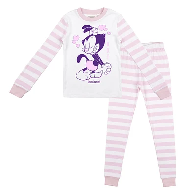 Girls Youth  White Animaniacs Long Sleeve T-Shirt & Pants Sleepwear Set