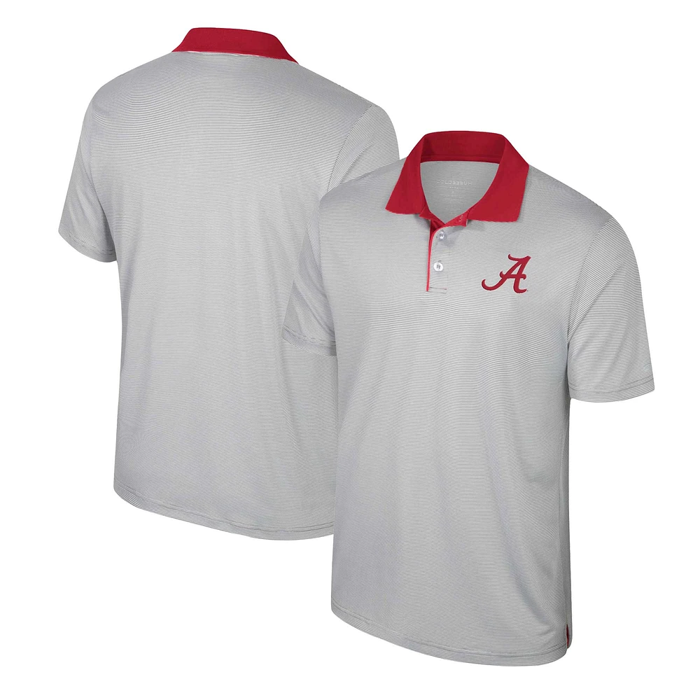 Men's Colosseum Gray Alabama Crimson Tide Tuck Striped Polo