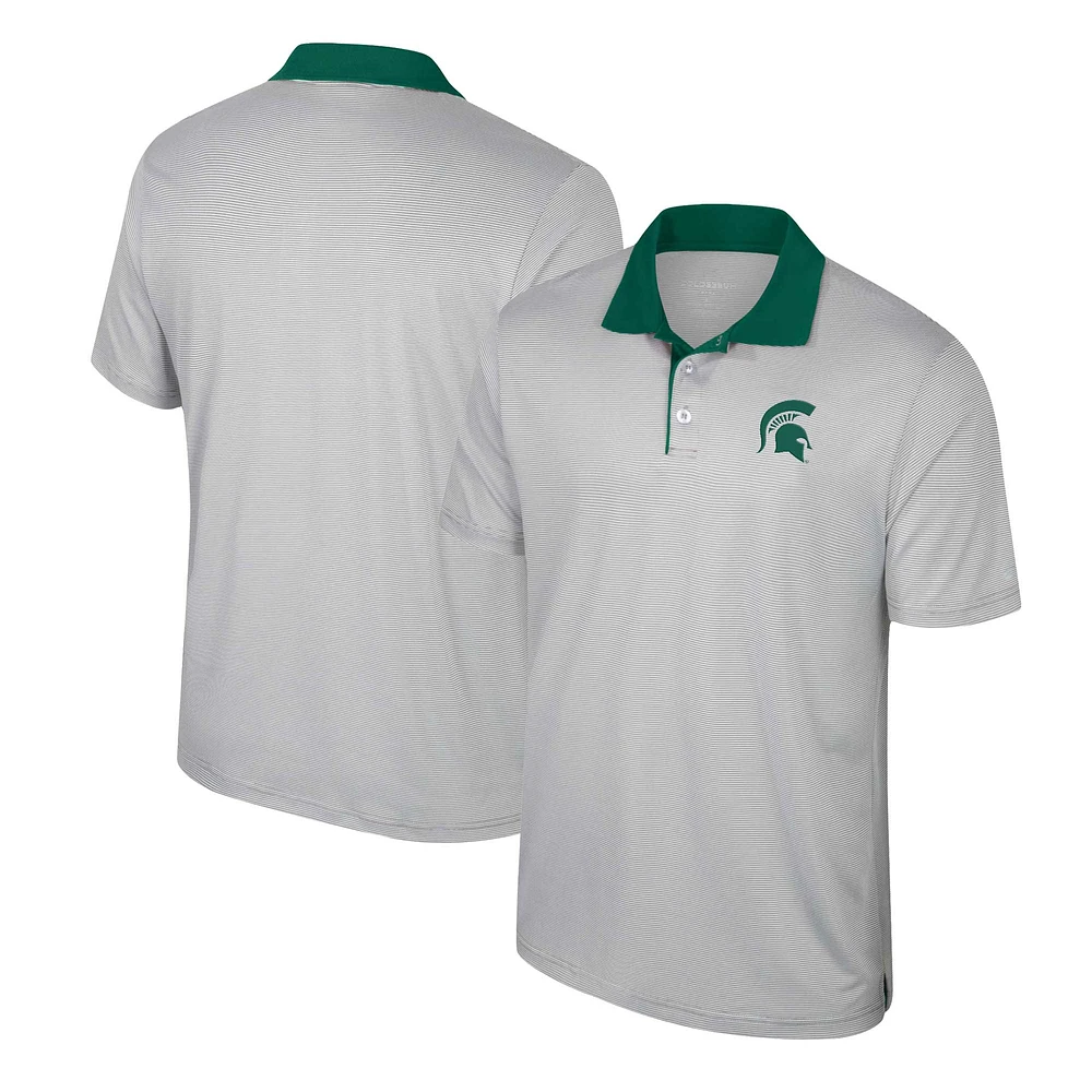 Men's Colosseum Gray Michigan State Spartans Tuck Striped Polo