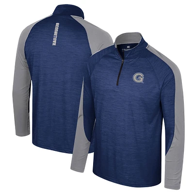 Men's Colosseum Navy Georgetown Hoyas Langmore Raglan Quarter-Zip Top