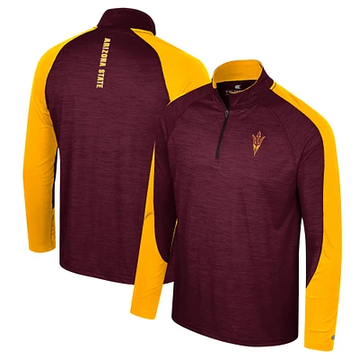 Men's Colosseum Maroon Arizona State Sun Devils Langmore Raglan Quarter-Zip Top