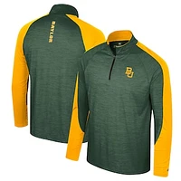 Men's Colosseum Green Baylor Bears Langmore Raglan Quarter-Zip Top