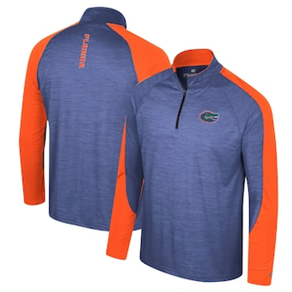 Men's Colosseum Royal Florida Gators Langmore Raglan Quarter-Zip Top