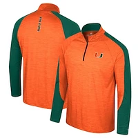 Men's Colosseum Orange Miami Hurricanes Langmore Raglan Quarter-Zip Top