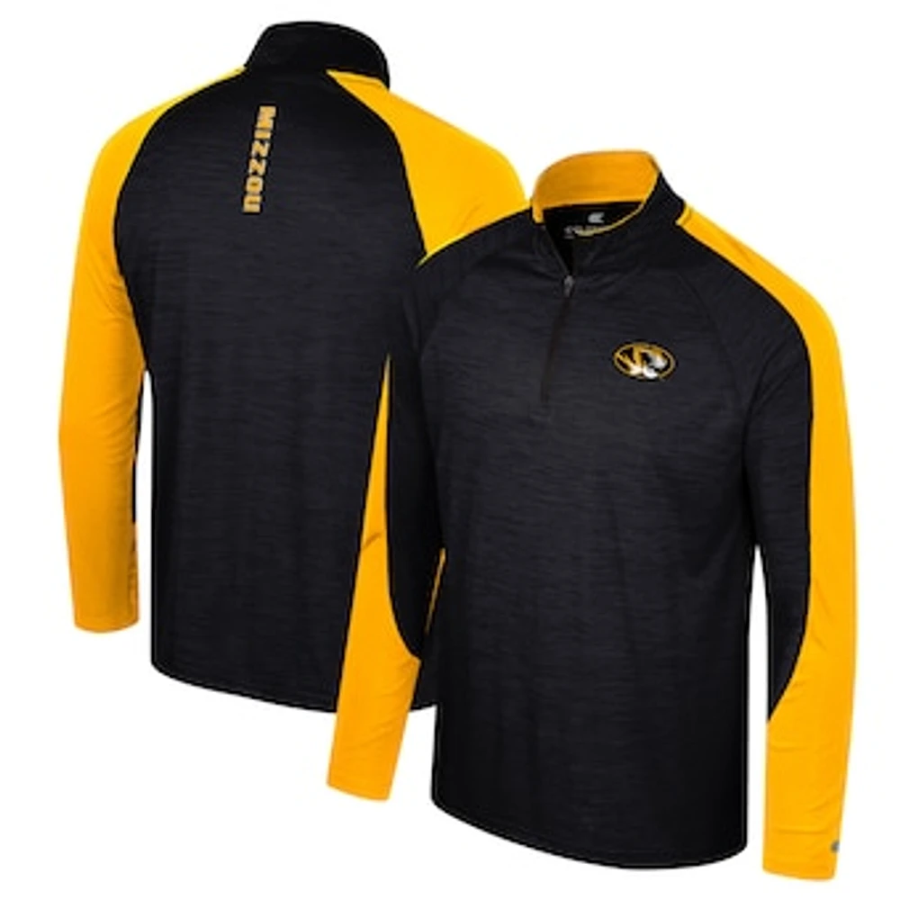 Men's Colosseum Black Missouri Tigers Langmore Raglan Quarter-Zip Top