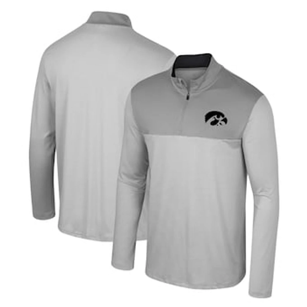 Men's Colosseum Gray Iowa Hawkeyes Tuck Quarter-Zip Top