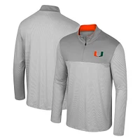 Men's Colosseum Gray Miami Hurricanes Tuck Quarter-Zip Top