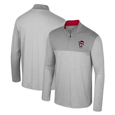 Men's Colosseum Gray NC State Wolfpack Tuck Quarter-Zip Top