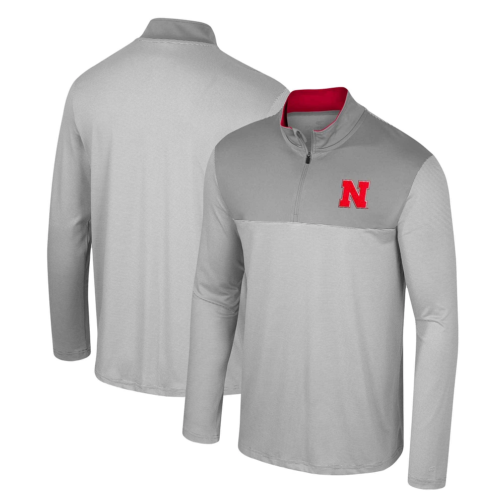 Men's Colosseum Gray Nebraska Huskers Tuck Quarter-Zip Top