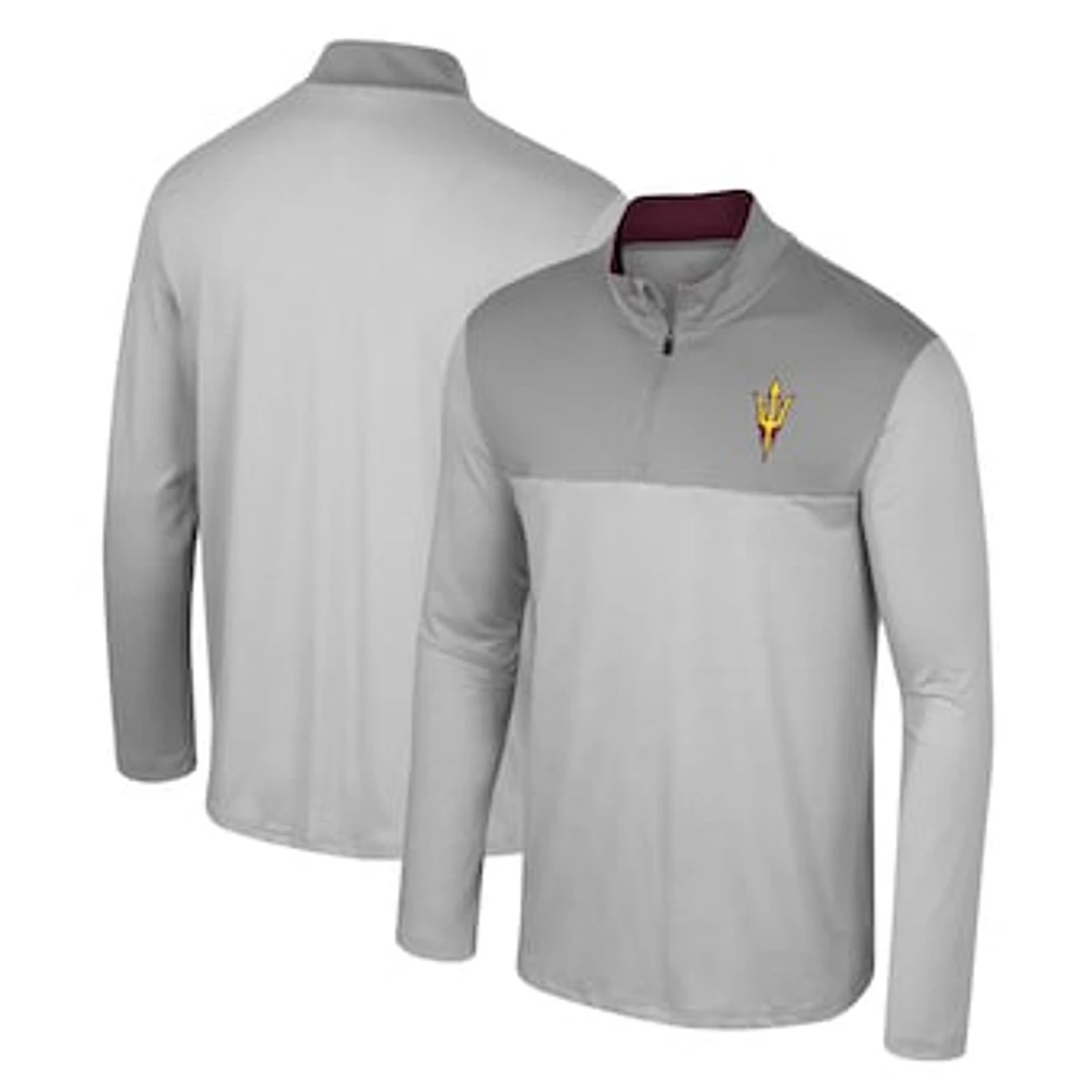 Men's Colosseum Gray Arizona State Sun Devils Tuck Quarter-Zip Top