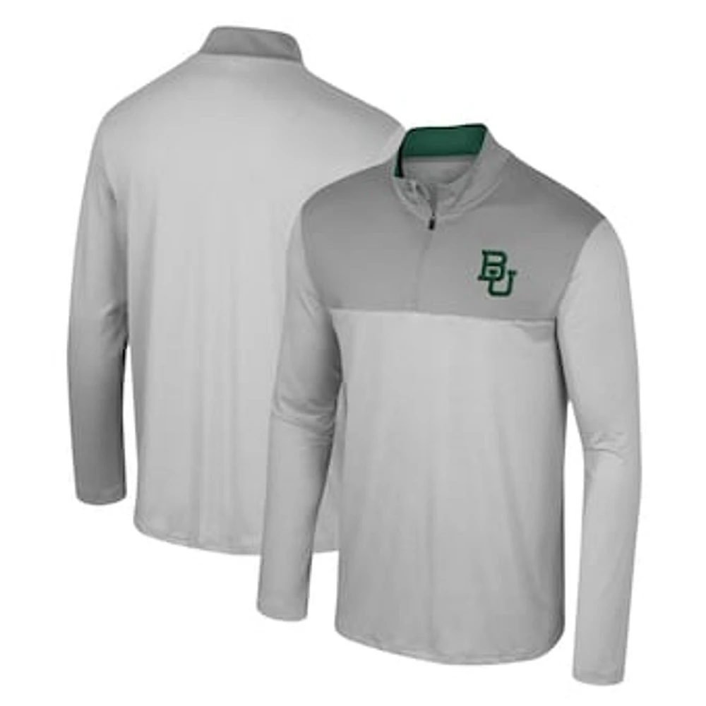 Men's Colosseum Gray Baylor Bears Tuck Quarter-Zip Top