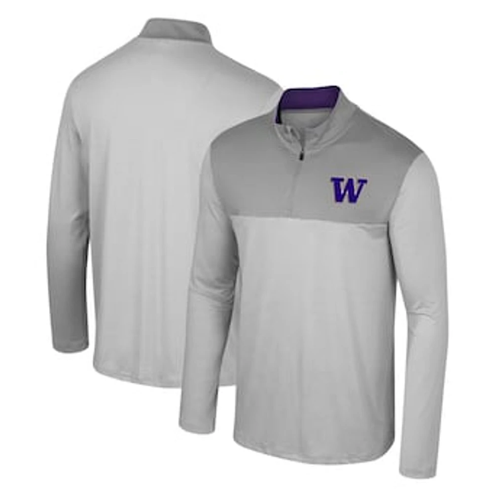 Men's Colosseum Gray Washington Huskies Tuck Quarter-Zip Top