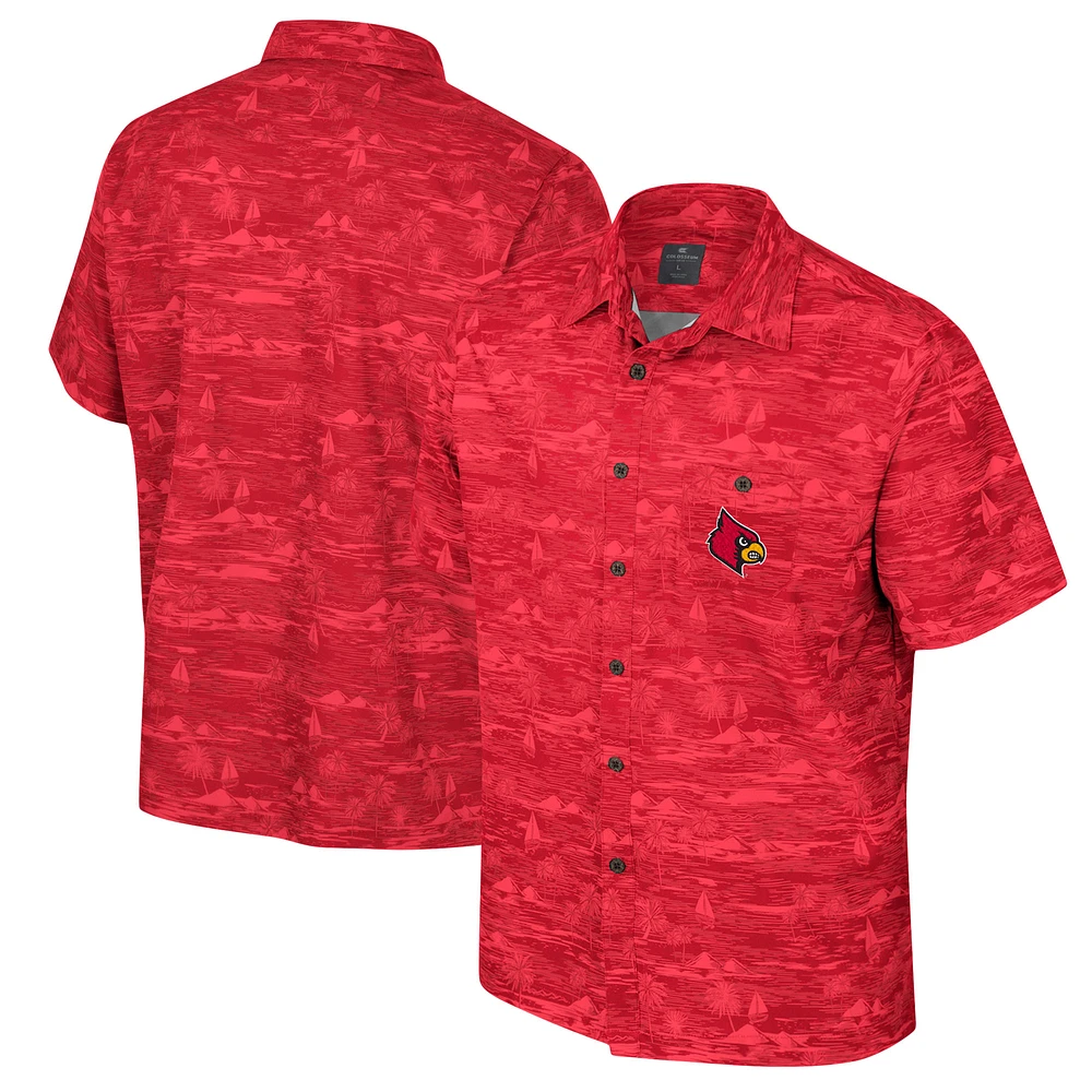 Men's Colosseum Red Louisville Cardinals Ozark Button-Up Shirt