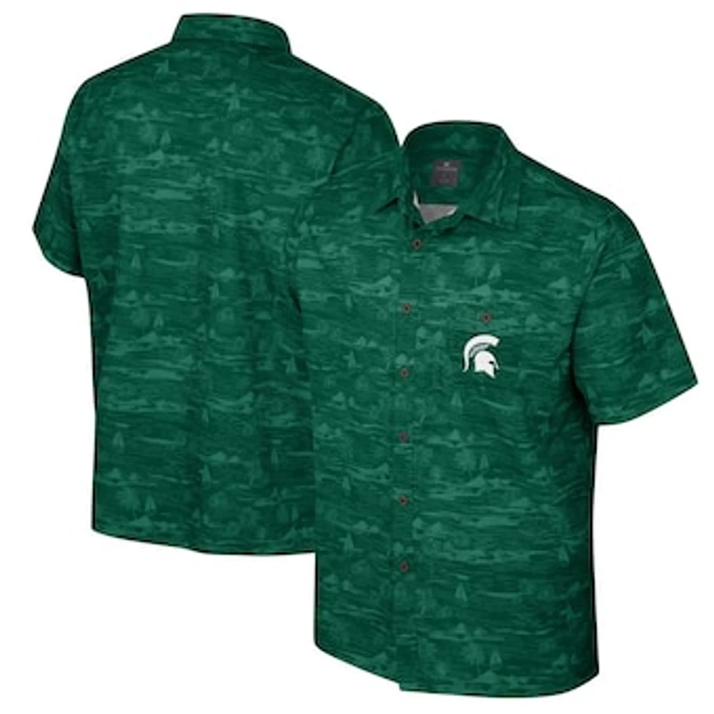 Men's Colosseum Green Michigan State Spartans Ozark Button-Up Shirt