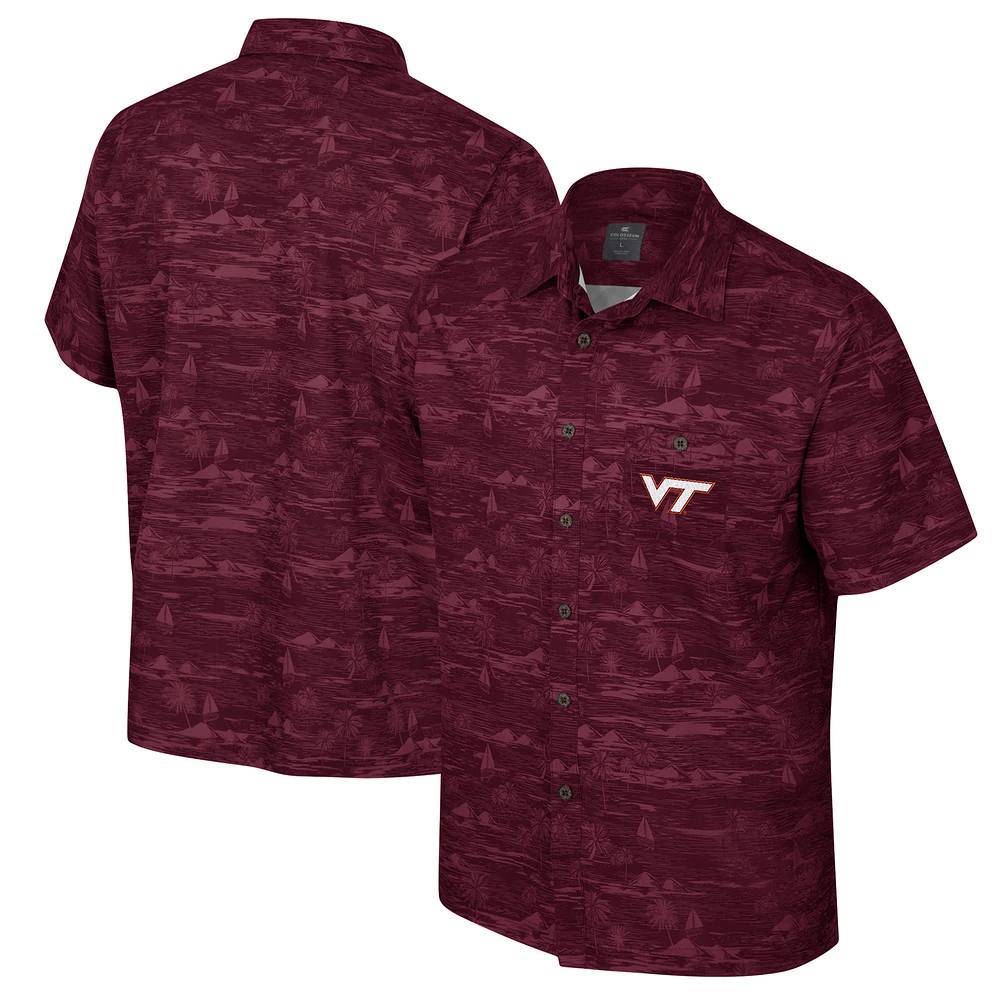 Men's Colosseum Maroon Virginia Tech Hokies Ozark Button-Up Shirt