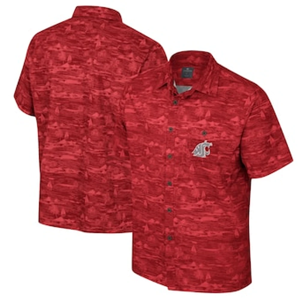 Men's Colosseum Crimson Washington State Cougars Ozark Button-Up Shirt