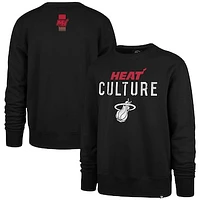 Men's '47 Black Miami Heat 2023/24 City Edition Postgame Headline Crew Pullover Sweatshirt