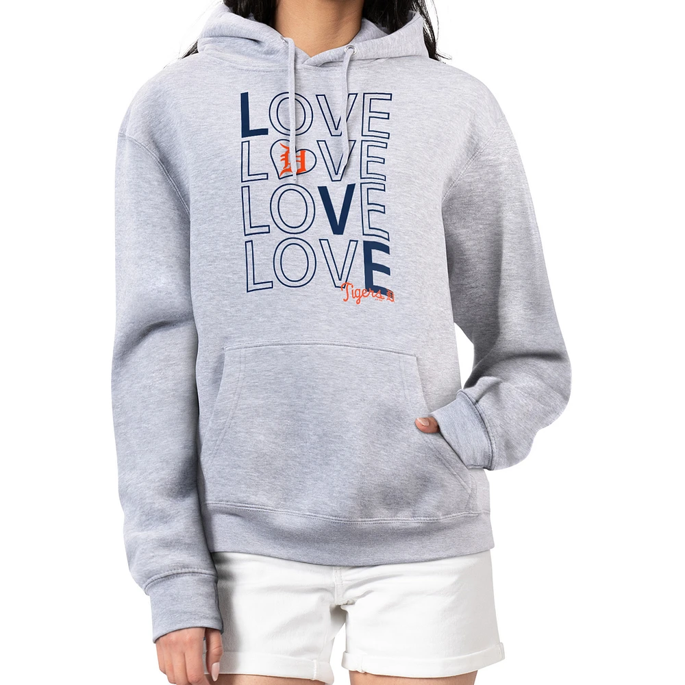 Women's G-III 4Her by Carl Banks Heather Gray Detroit Tigers Love Graphic Fleece Hoodie