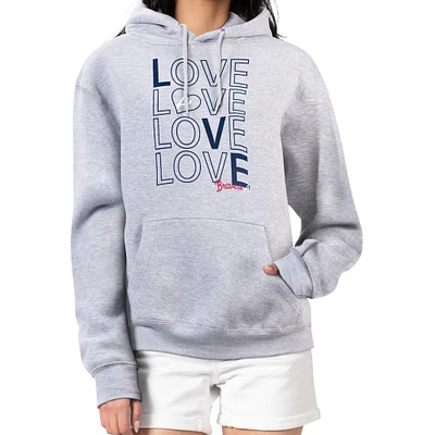 Women's G-III 4Her by Carl Banks  Heather Gray Atlanta Braves Love Graphic Fleece Hoodie
