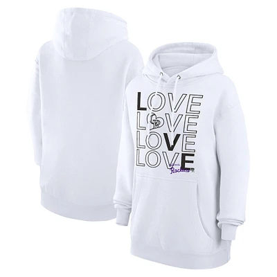 Women's G-III 4Her by Carl Banks  White Colorado Rockies Love Graphic Fleece Hoodie