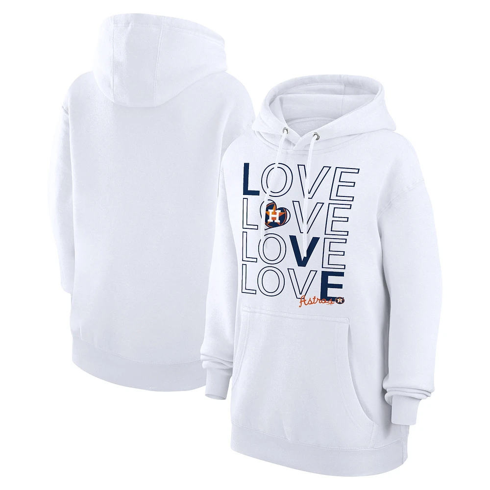 Women's G-III 4Her by Carl Banks White Houston Astros Love Graphic Fleece Hoodie