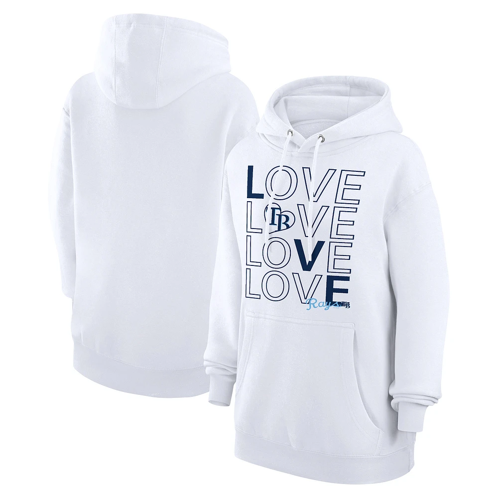 Women's G-III 4Her by Carl Banks White Tampa Bay Rays Love Graphic Fleece Hoodie