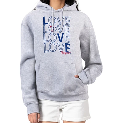 Women's G-III 4Her by Carl Banks  Heather Gray Texas Rangers Love Graphic Fleece Hoodie