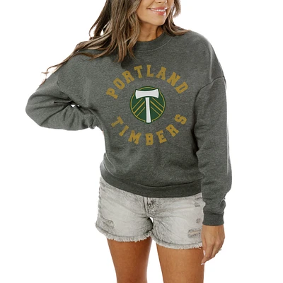 Women's Gameday Couture  Charcoal Portland Timbers Fleece Pullover Sweatshirt