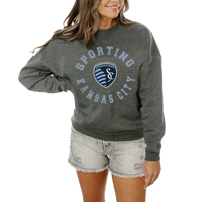Women's Gameday Couture  Charcoal Sporting Kansas City Fleece Pullover Sweatshirt