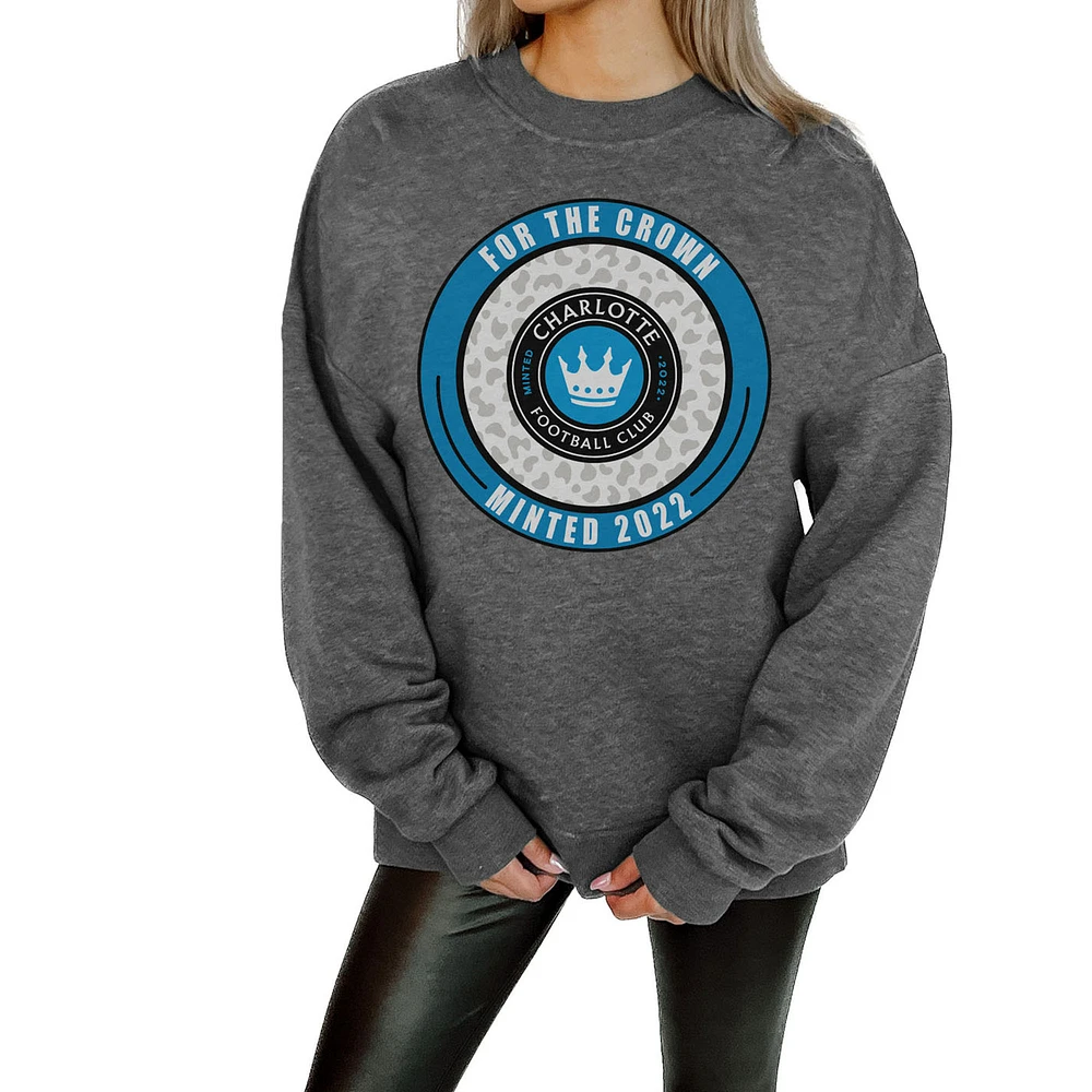 Women's Gameday Couture Charcoal Charlotte FC Fleece Pullover Sweatshirt