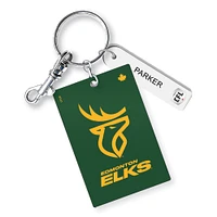 Edmonton Elks Personalized Leather Rectangle Keychain