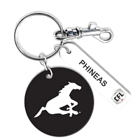 Calgary Stampeders Personalized Leather Round Keychain