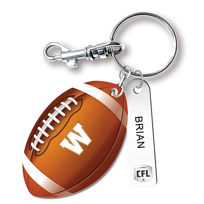 Winnipeg Blue Bombers Personalized Leather Football Keychain