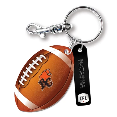 BC Lions Personalized Leather Football Keychain