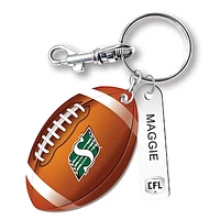 Saskatchewan Roughriders Personalized Leather Football Keychain