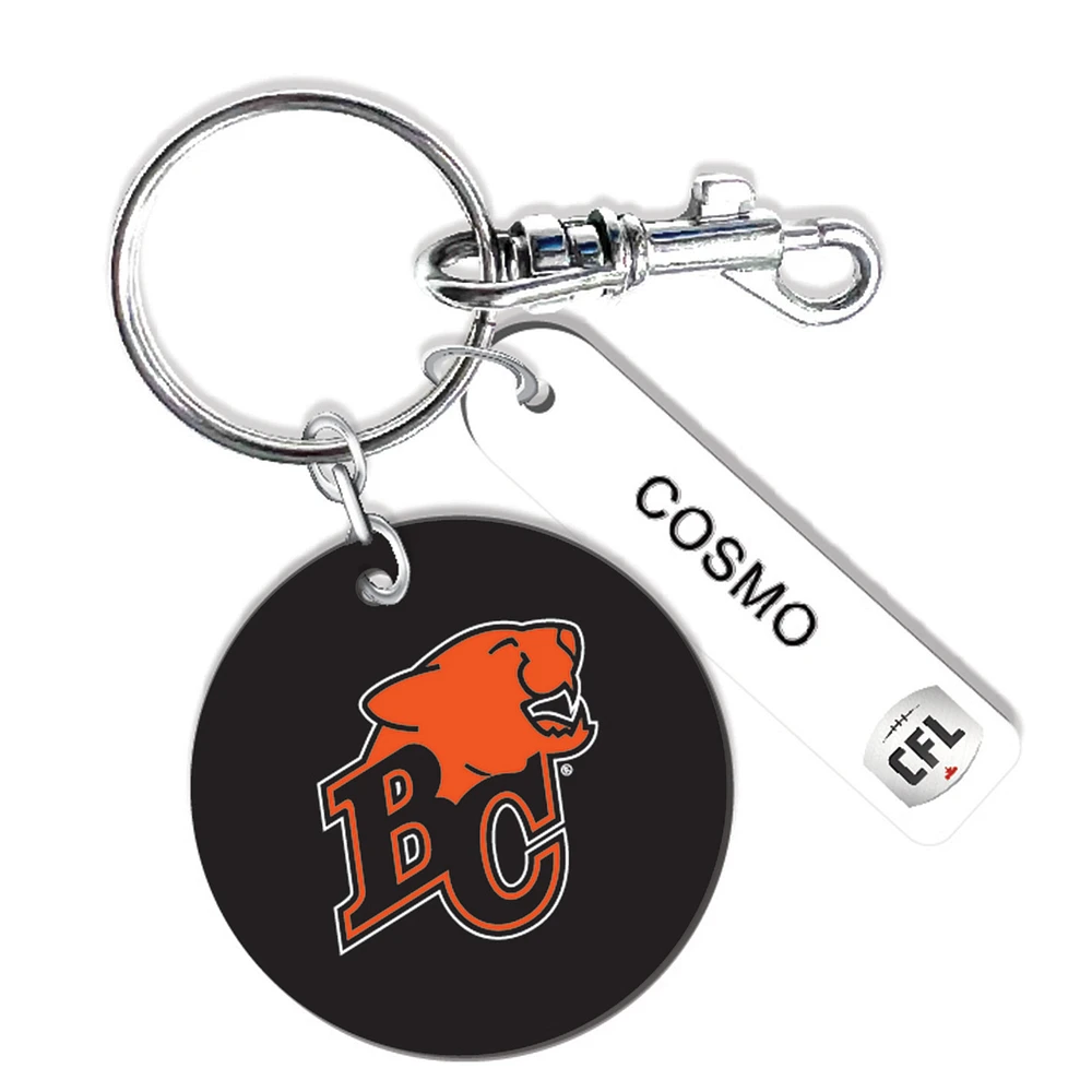 BC Lions Personalized Leather Round Keychain