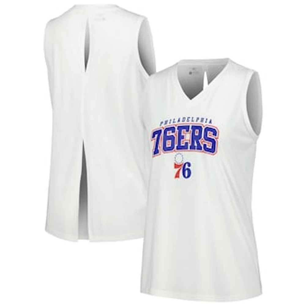 Women's Levelwear White Philadelphia 76ers Paisley Peekaboo Tank Top